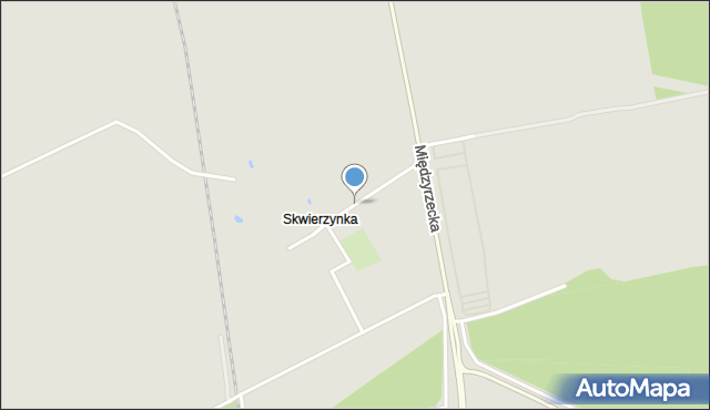 Skwierzyna, Pola Międzyrzeckie, mapa Skwierzyna