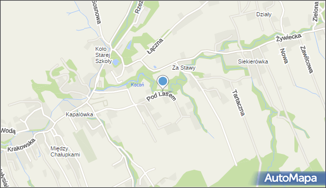 Ślemień, Pod Lasem, mapa Ślemień