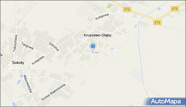 Sokoły powiat wysokomazowiecki, Popiełuszki Jerzego, bł. ks., mapa Sokoły powiat wysokomazowiecki