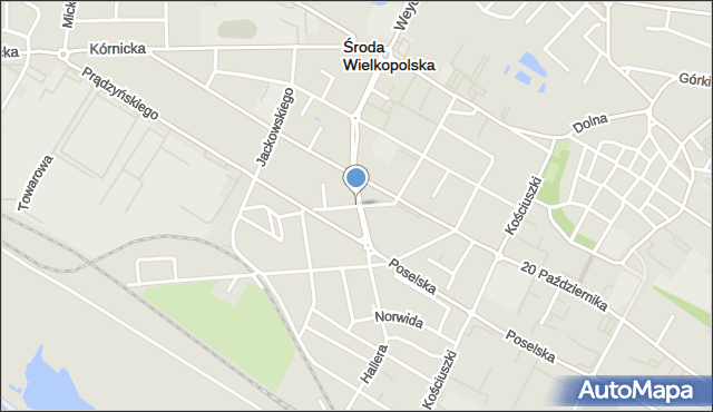 Środa Wielkopolska, Polskiego Jana, mapa Środa Wielkopolska