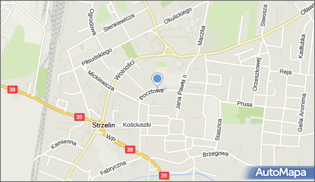Strzelin, Pocztowa, mapa Strzelin