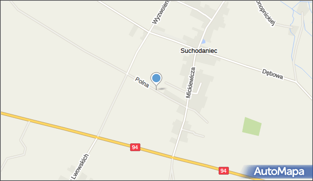 Suchodaniec, Polna, mapa Suchodaniec