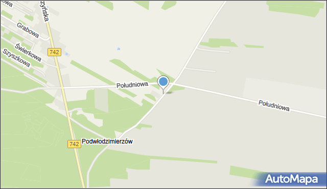 Sulejów powiat piotrkowski, Podwłodzimierzów, mapa Sulejów powiat piotrkowski