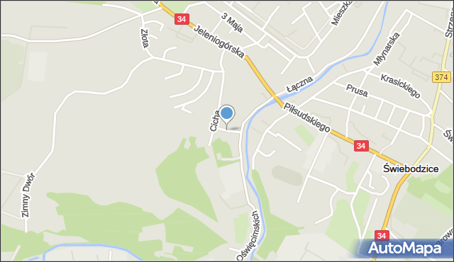 Świebodzice, Pogodna, mapa Świebodzice