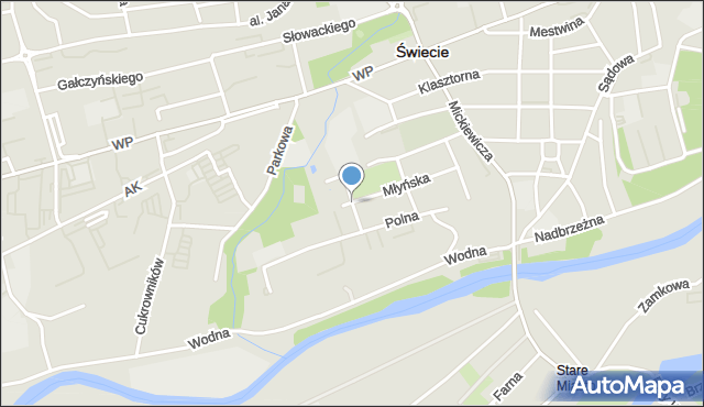 Świecie, Południowa, mapa Świecie