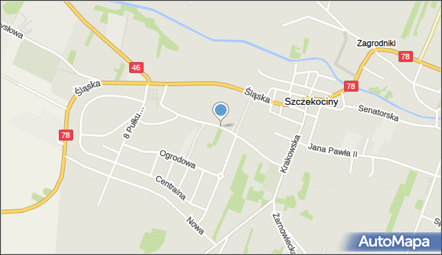 Szczekociny, Polna, mapa Szczekociny