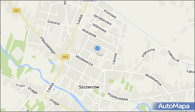 Szczerców, Polski Sierpień, mapa Szczerców