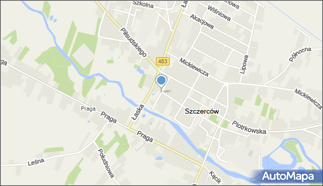 Szczerców, Poniatowskiego, mapa Szczerców