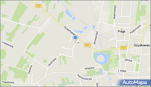 Szydłowiec, Podzamcze, mapa Szydłowiec