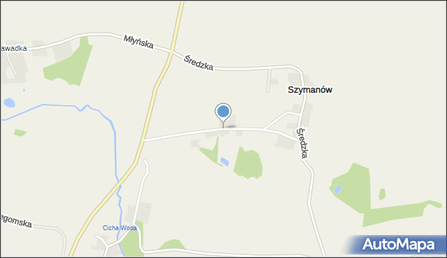 Szymanów gmina Malczyce, Polna, mapa Szymanów gmina Malczyce