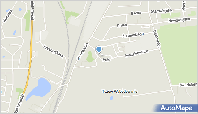 Tczew, Pola Wincentego, mapa Tczew