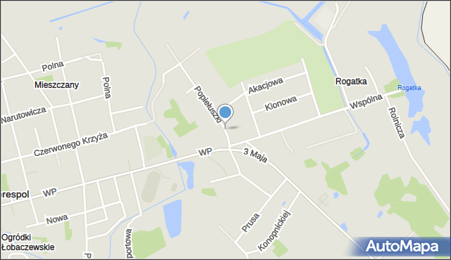 Terespol powiat bialski, Popiełuszki Jerzego, bł. ks., mapa Terespol powiat bialski