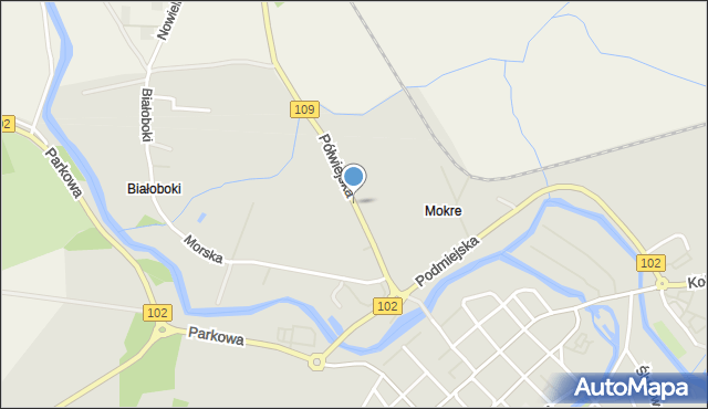 Trzebiatów powiat gryficki, Półwiejska, mapa Trzebiatów powiat gryficki