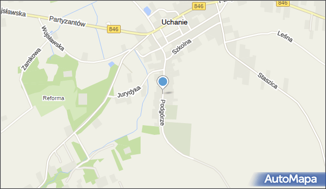 Uchanie, Podgórze, mapa Uchanie