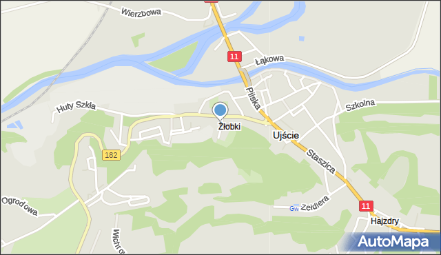 Ujście powiat pilski, Podgórna, mapa Ujście powiat pilski