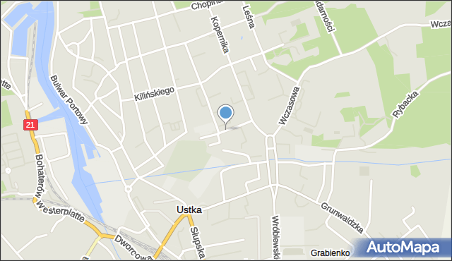 Ustka, Pogodna, mapa Ustka