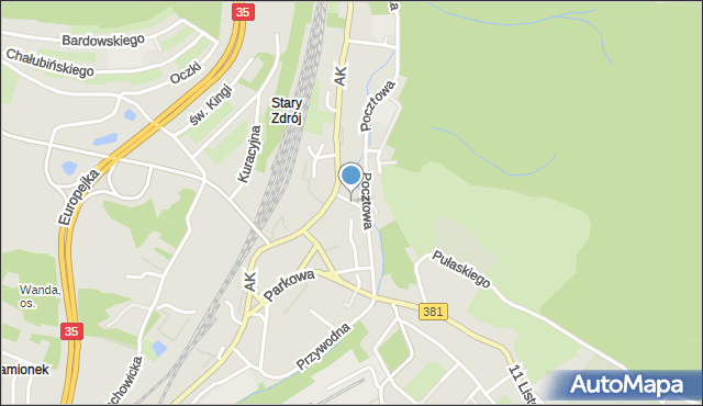 Wałbrzych, Poprzeczna, mapa Wałbrzycha