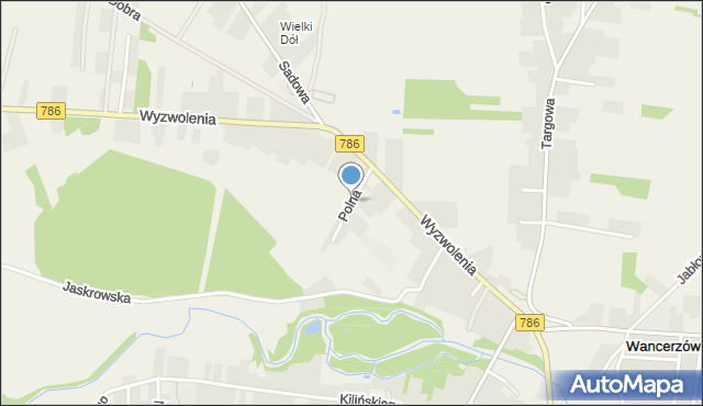 Wancerzów, Polna, mapa Wancerzów