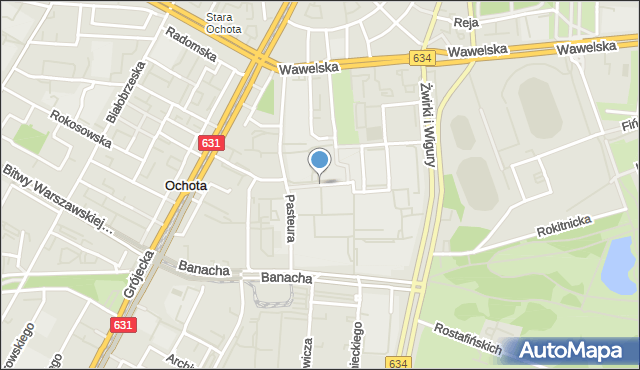 Warszawa, Pogorzelskiego Witolda, prof., mapa Warszawy