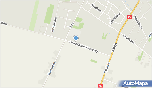 Wieluń, Powstańców Warszawy, mapa Wieluń