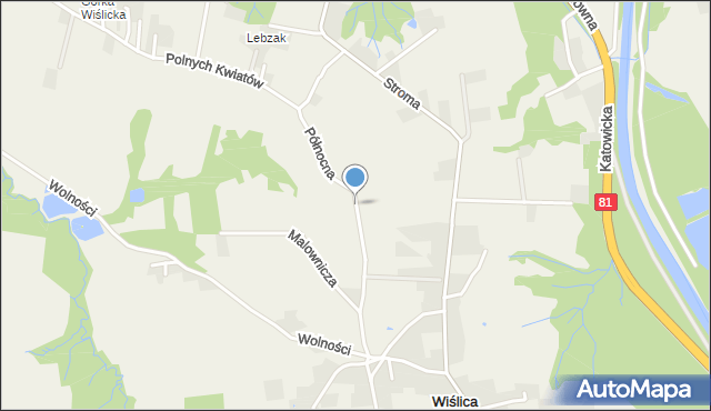 Wiślica gmina Skoczów, Północna, mapa Wiślica gmina Skoczów