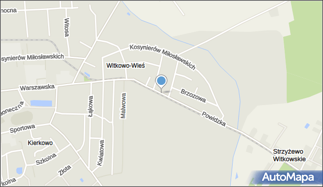 Witkowo powiat gnieźnieński, Powidzka, mapa Witkowo powiat gnieźnieński