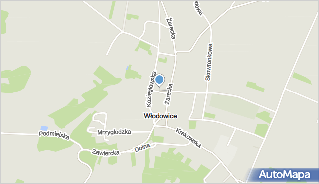 Włodowice powiat zawierciański, Poprzeczna, mapa Włodowice powiat zawierciański