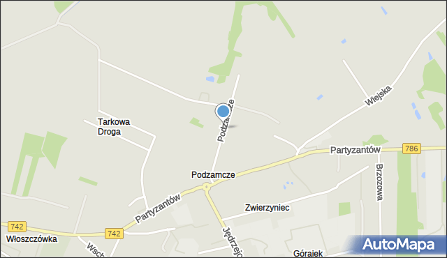 Włoszczowa, Podzamcze, mapa Włoszczowa
