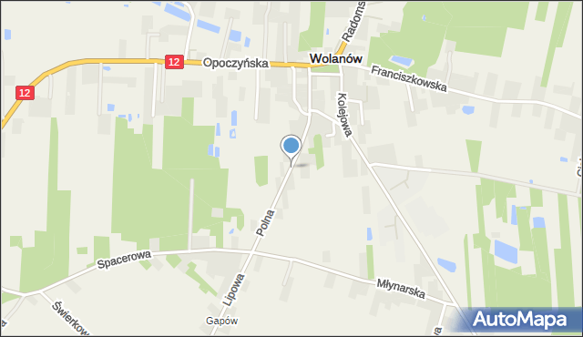 Wolanów powiat radomski, Polna, mapa Wolanów powiat radomski