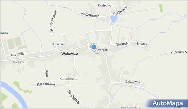 Wołowice, Pod Wierzbami, mapa Wołowice