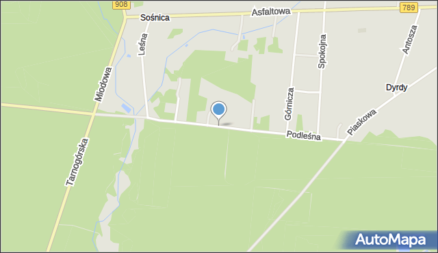 Woźniki powiat lubliniecki, Podleśna, mapa Woźniki powiat lubliniecki