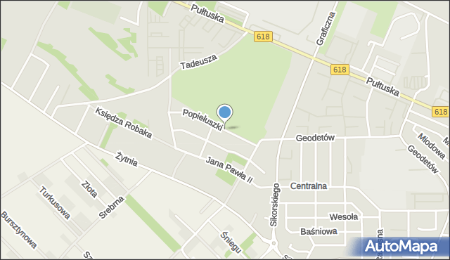 Wyszków, Popiełuszki Jerzego, bł. ks., mapa Wyszków