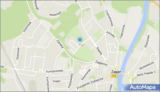 Żagań, Poprzeczna, mapa Żagań