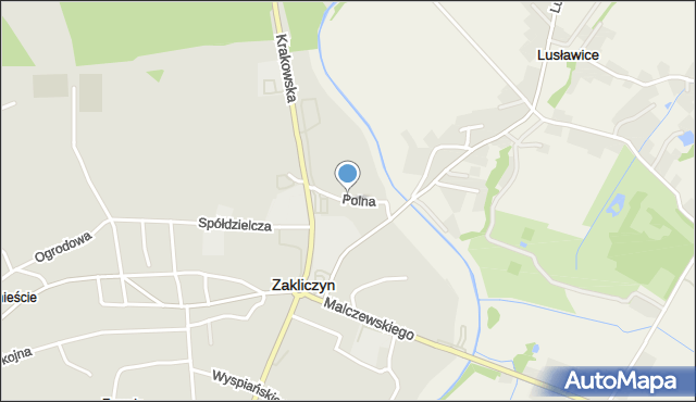 Zakliczyn powiat tarnowski, Polna, mapa Zakliczyn powiat tarnowski