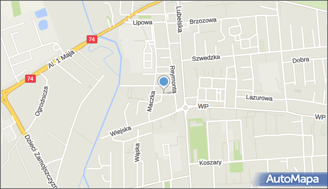 Zamość, Podchorążych, mapa Zamościa
