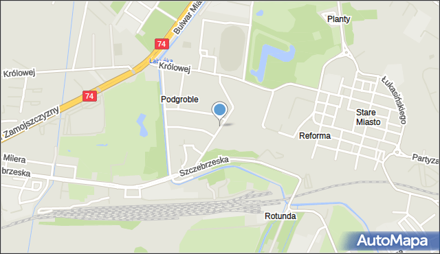 Zamość, Podgroble, mapa Zamościa