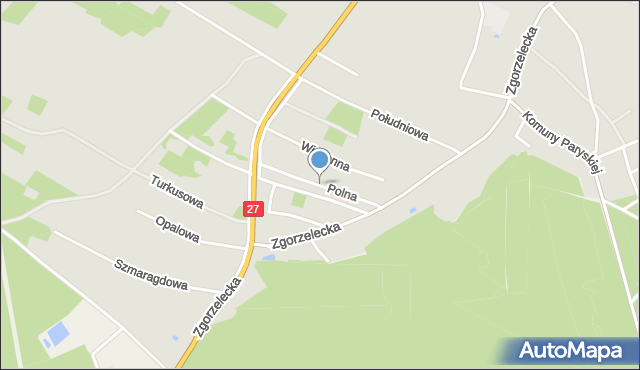Żary, Polna, mapa Żary
