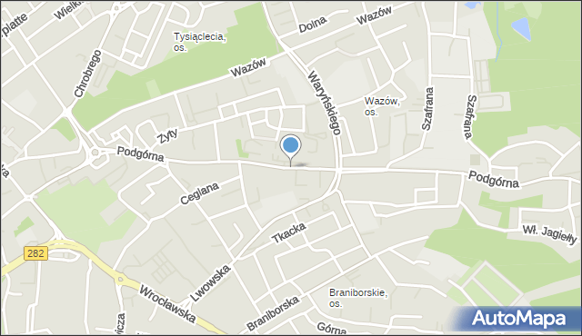 Zielona Góra, Podgórna, mapa Zielona Góra