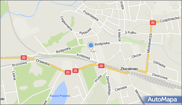 Złocieniec, Polna, mapa Złocieniec
