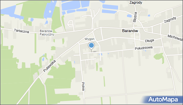 Baranów powiat puławski, Przytulna, mapa Baranów powiat puławski