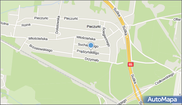 Białystok, Prądzyńskiego Ignacego, gen., mapa Białegostoku