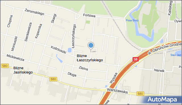 Blizne Łaszczyńskiego, Przejazd, mapa Blizne Łaszczyńskiego