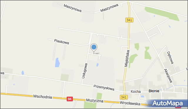 Błonie gmina Miękinia, Produkcyjna, mapa Błonie gmina Miękinia