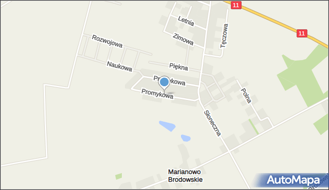 Brodowo gmina Środa Wielkopolska, Promykowa, mapa Brodowo gmina Środa Wielkopolska