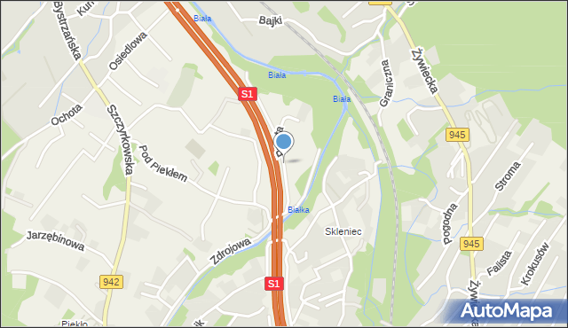 Bystra gmina Wilkowice, Prosta, mapa Bystra gmina Wilkowice