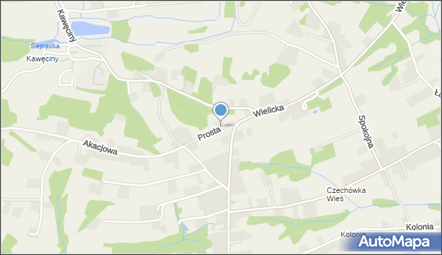 Czechówka gmina Siepraw, Prosta, mapa Czechówka gmina Siepraw