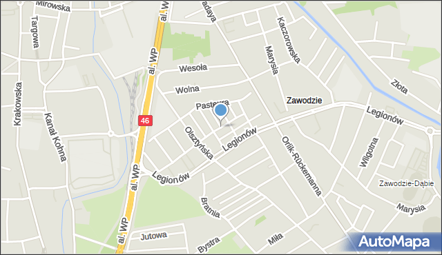 Częstochowa, Próżna, mapa Częstochowy