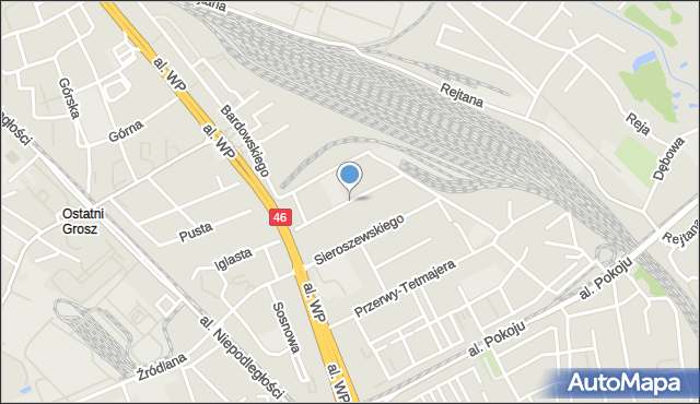 Częstochowa, Przybyszewskiego Stanisława, mapa Częstochowy