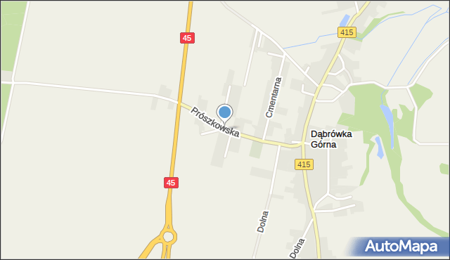 Dąbrówka Górna gmina Krapkowice, Prószkowska, mapa Dąbrówka Górna gmina Krapkowice