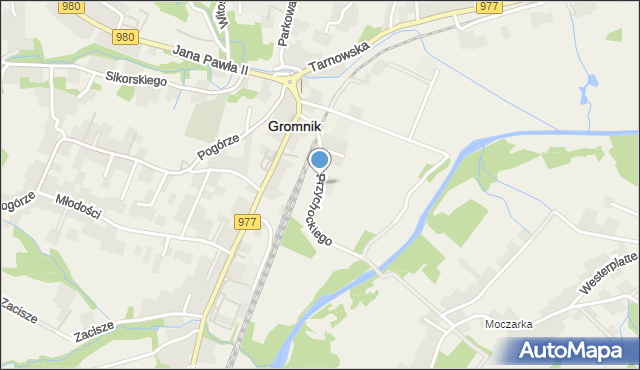 Gromnik powiat tarnowski, Przychockiego, mapa Gromnik powiat tarnowski